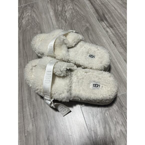UGG fluffita Shearling Wool Platform Slide Sandals - Picture 2 of 7